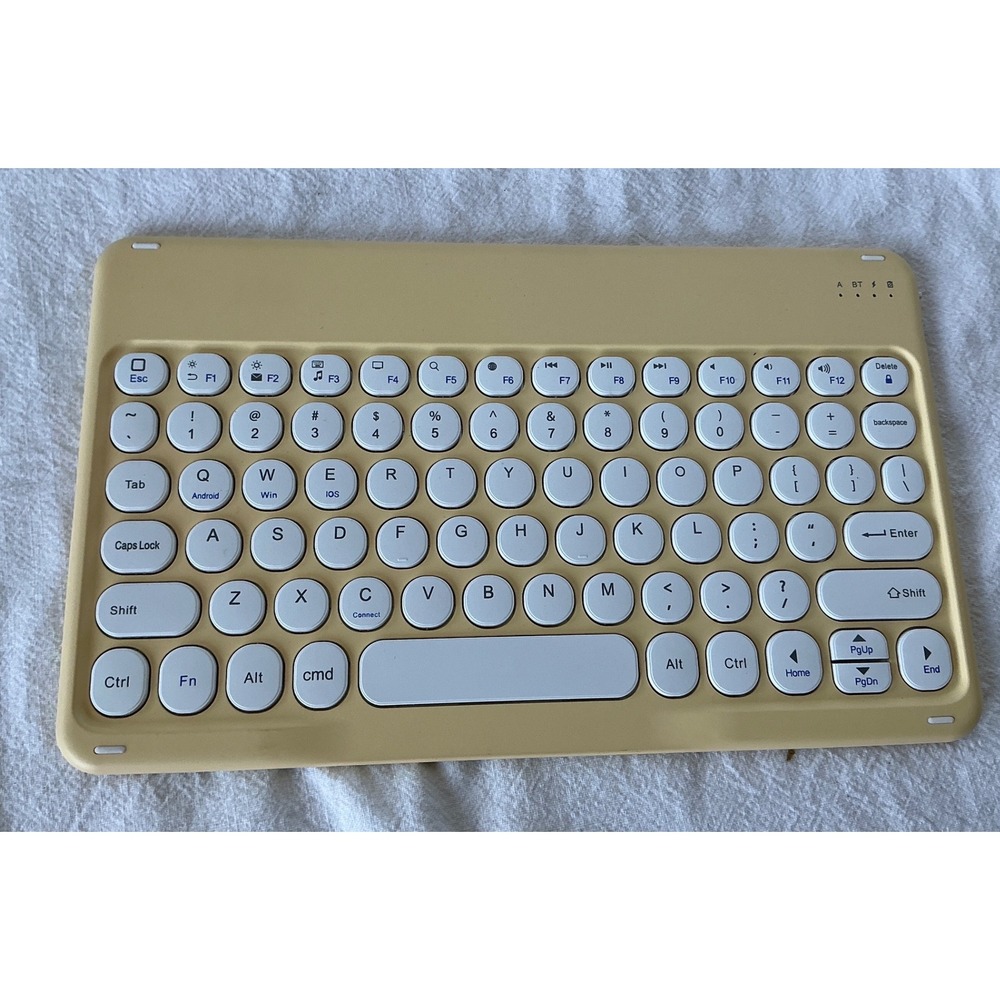 Bluetooth Wireless Keyboard Retro‎ Typewriter Round Keys Yellow Cream